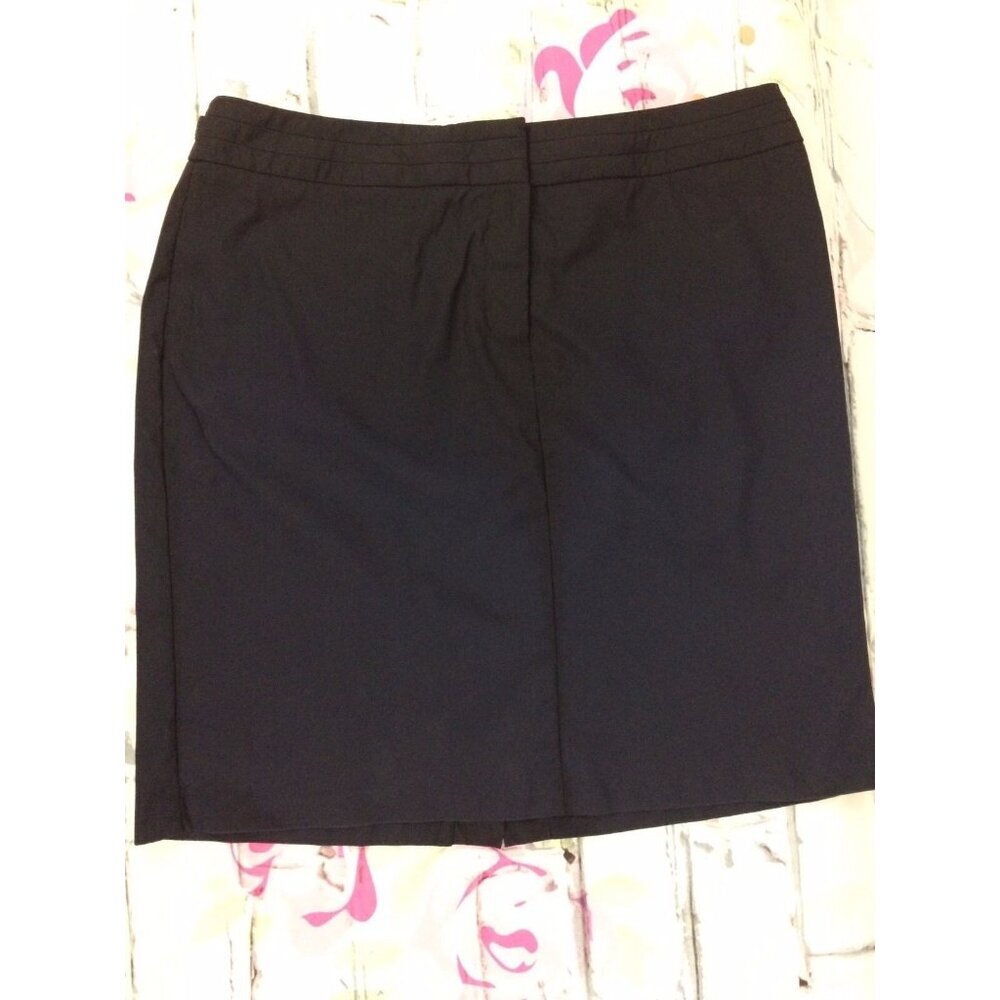 New York & Company Womens Skirt Navy Sz 12 Back Split Waist Buckles Office Core - Picture 4 of 7